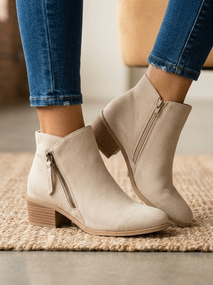 Bequeme Damenstiefel mit Blockabsatz, Reißverschluss. Perfekt für Herbst, Büro und legere Anlässe.