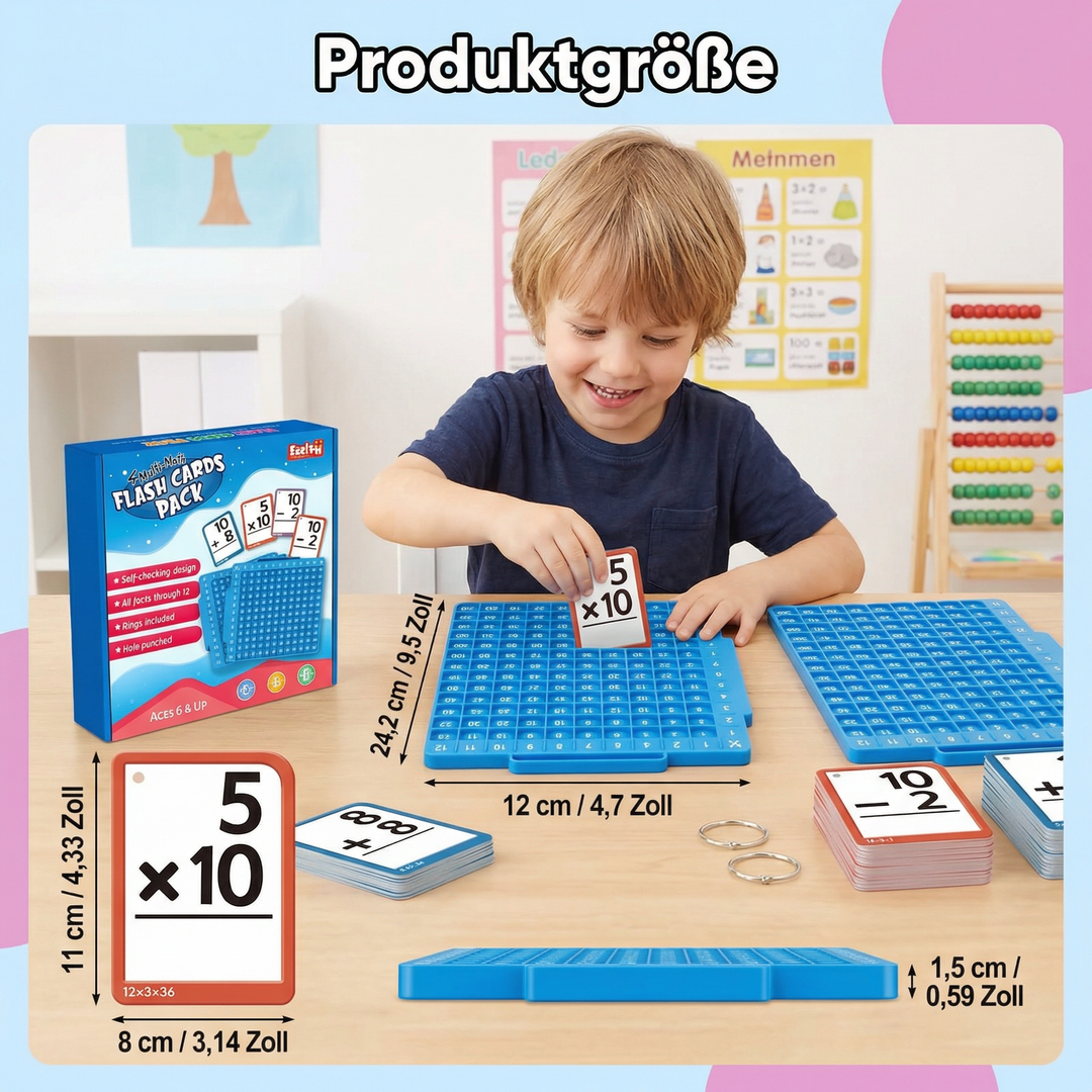 Detailliertes Bild des Sets: Mathe Lernkarten, Zählrahmen und Aufgaben zum spielerischen Rechnen lernen für Kinder.
