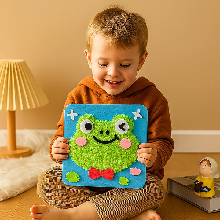Buntes DIY Tierpuppen Bastelset mit Garn & Filz, stundenlanger Spaß & Lernspielzeug für Kinder.