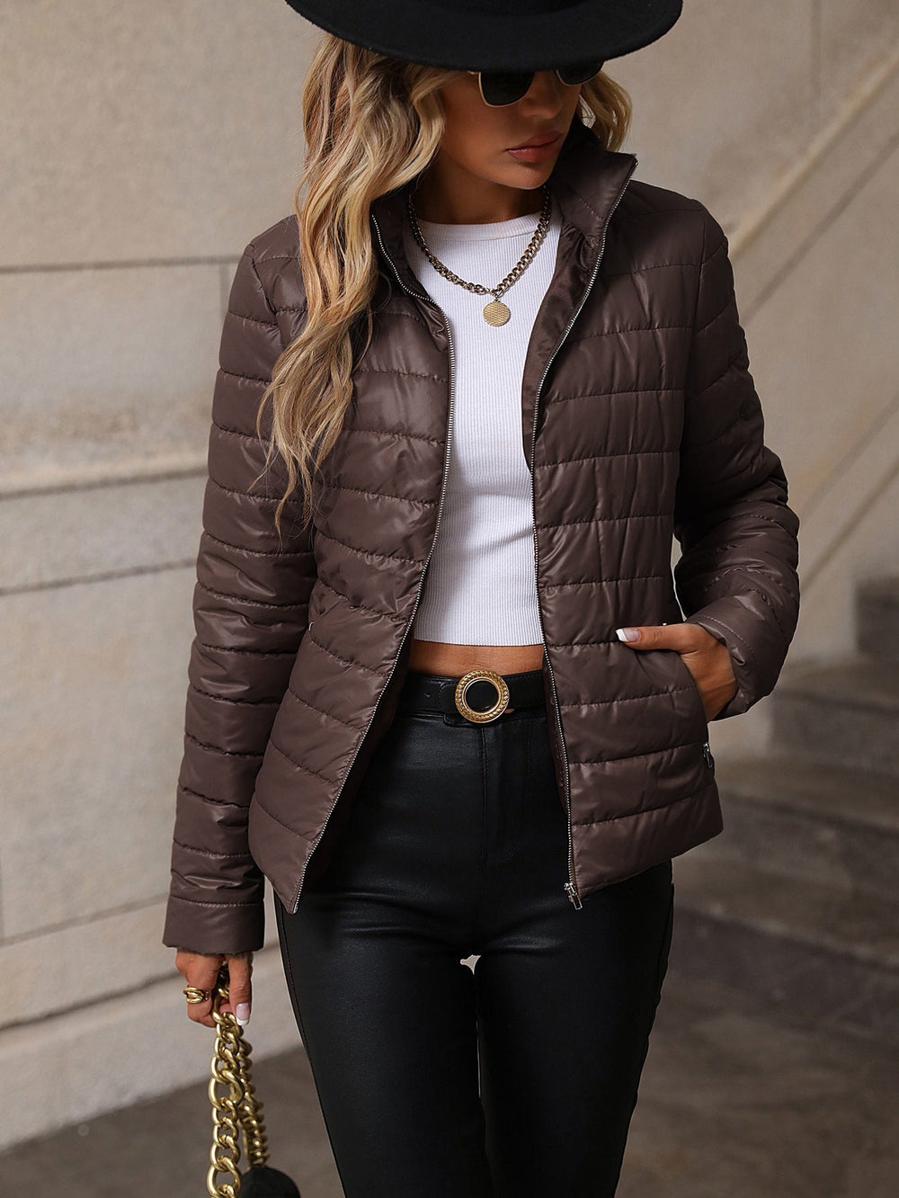 Modische, gepolsterte Damen Steppjacke für den Alltag; vielseitige Freizeitjacke für Herbst, Winter & Frühling.