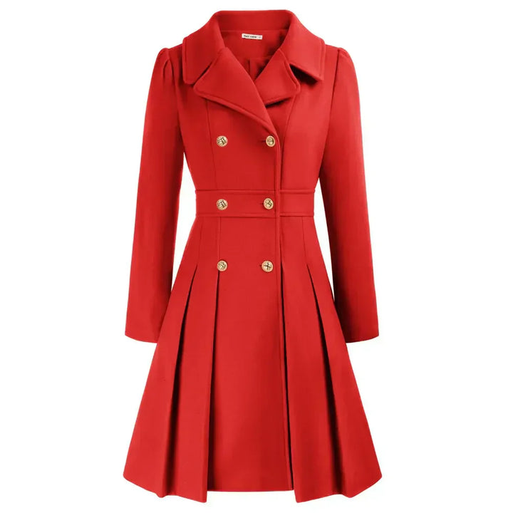 Warmer Damen Kurzmantel Leah, tailliert & zweireihig, optimal für kalte Herbst- und Wintertage.