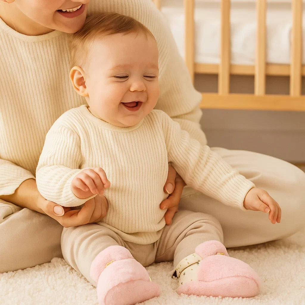 Warme Baby Sockenschuhe für Kleinkinder, rutschfest und weich. Perfekte Krabbelschuhe und Erstlingsschuhe.