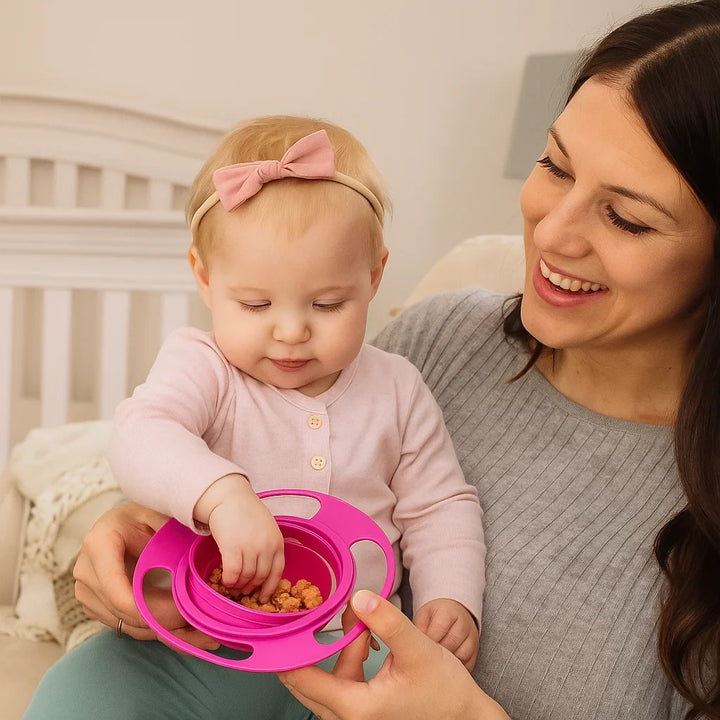 Auslaufsichere Babyschüssel, verhindert Verschütten & Sauerei beim Füttern von Kleinkindern.