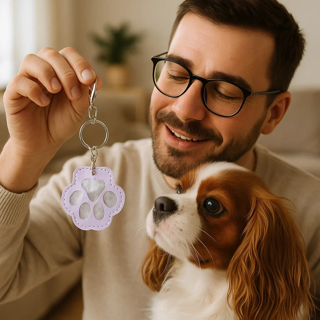 Sicherer Leder-Gedenkschlüsselanhänger, ideal zur Aufbewahrung von Tierhaaren und als persönliches Erinnerungsstück.