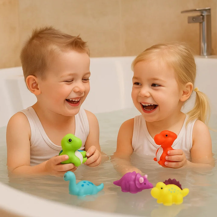 Leuchtende Bade-Dinosaurier für Kinder, wasserdicht & sicher, ideal für fantasievollen Spielspaß im Wasser.