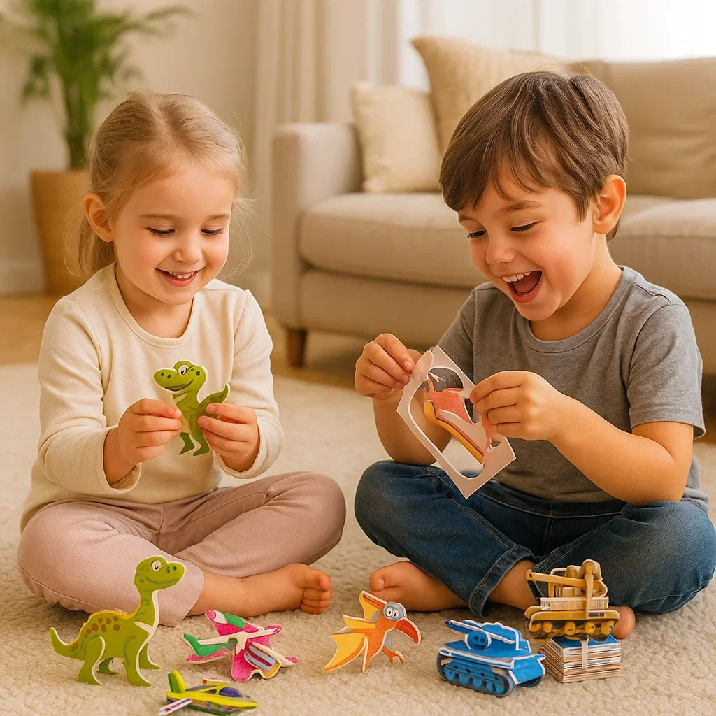 Geschenkidee: 3D Lernpuzzle für Kinder, fördert Kreativität und das Verständnis für Formen.