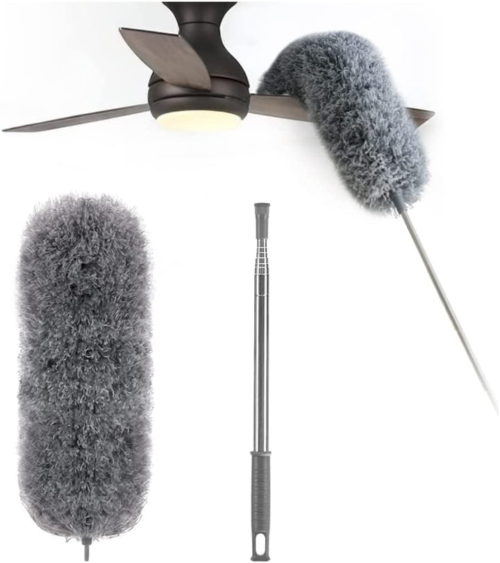 Flexibler Mikrofaser-Staubwedel mit Teleskopgriff für mühelose Reinigung im Haushalt; erreicht jede Ecke.