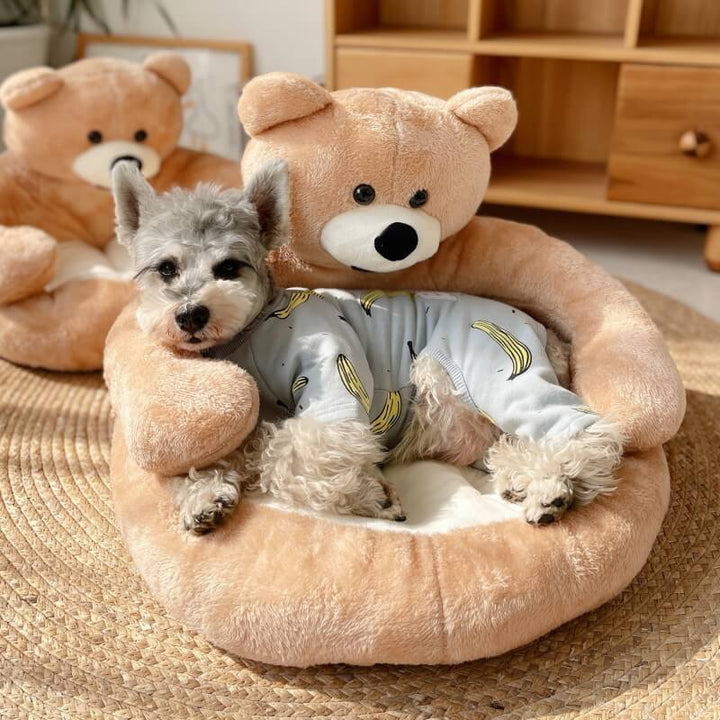 Abnehmbares Katzenbett in Bärenform, als gemütlicher Schlafplatz. Waschbare Kuschelhöhle für alle Katzen.