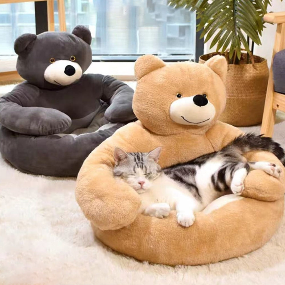 Süße Kuschelhöhle für Katzen in Tierform, waschbar & abnehmbar. Das perfekte Haustierbett für Gemütlichkeit.