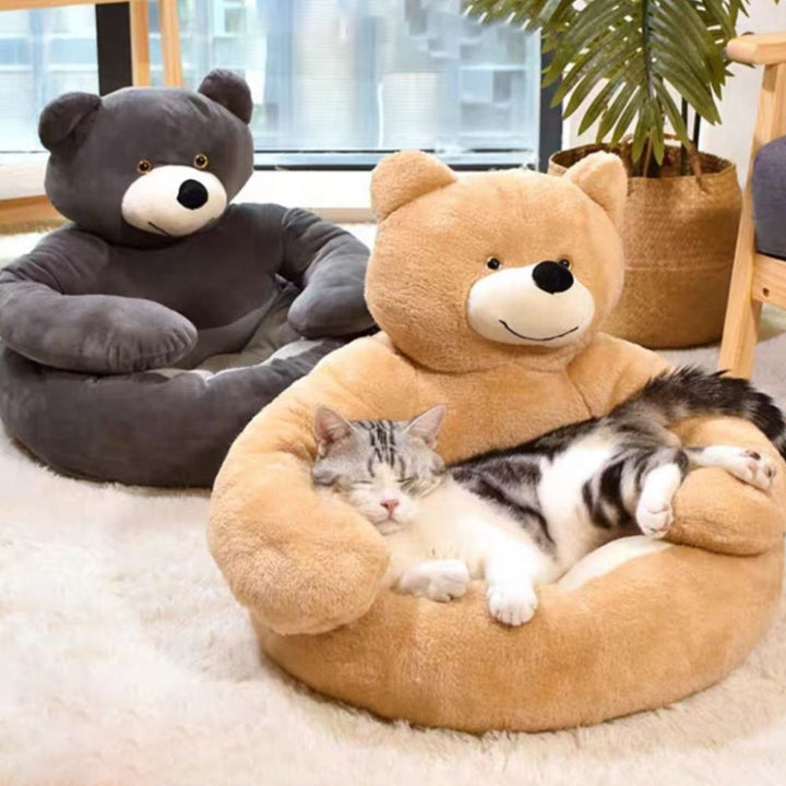 Süße Kuschelhöhle für Katzen in Tierform, waschbar & abnehmbar. Das perfekte Haustierbett für Gemütlichkeit.