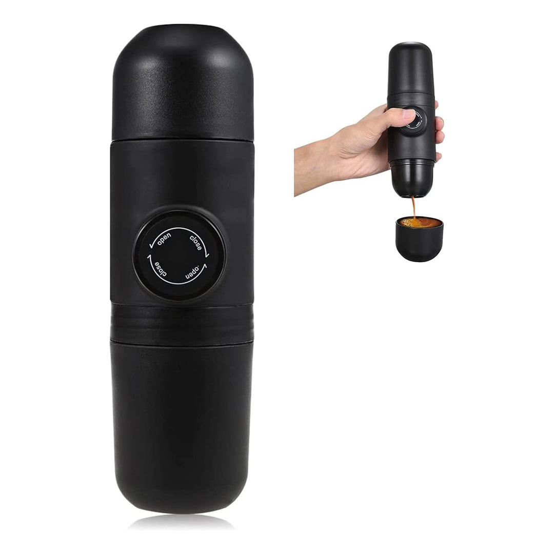 Mobile Espressomaschine für unterwegs, ideal für Reisen, Camping und Outdoor. Kompakte manuelle Kaffeemaschine für Espresso-Liebhaber.