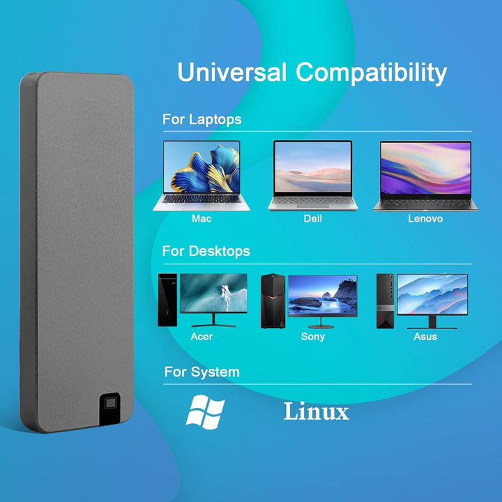 Graue tragbare SSD Festplatte, schlankes Design, schneller externer Speicher für alle digitalen Geräte.