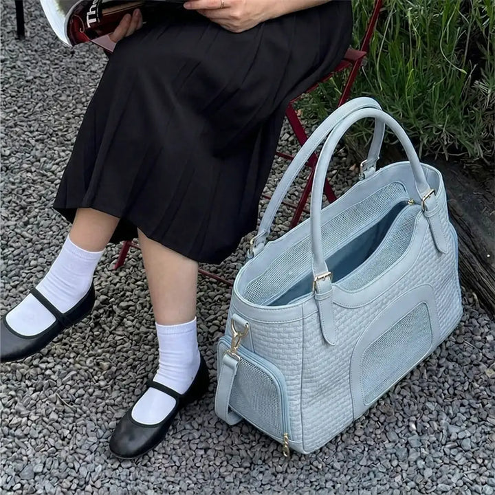 Stylische Kunstleder Hundetasche; perfekt als Reise- oder Transporttasche für Ihren Liebling.