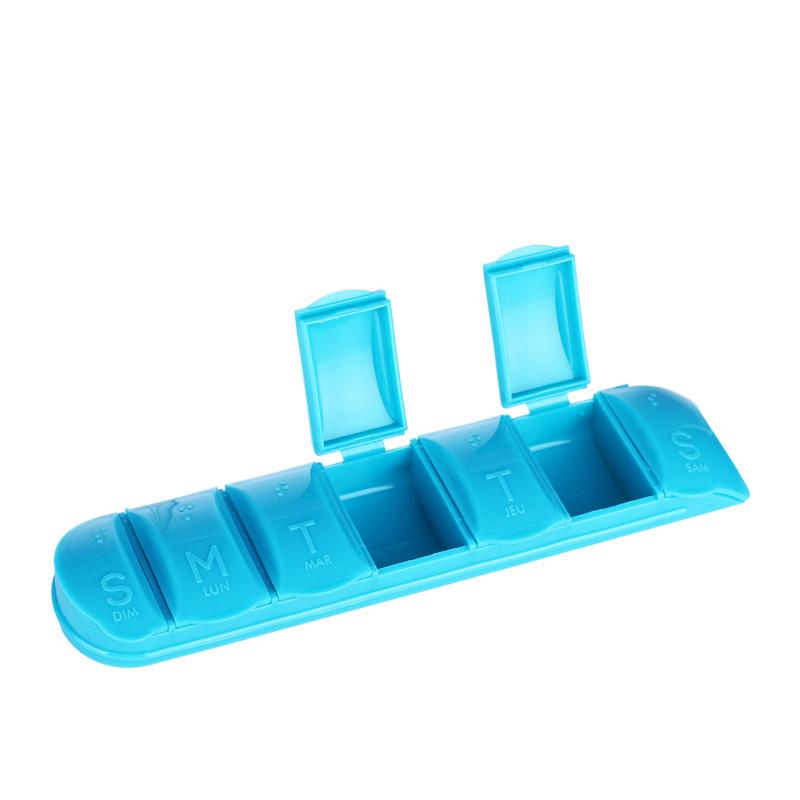 Robuste Wasserflasche mit 7-Tage-Pillendose; organisiert Ihre Medikamente täglich.