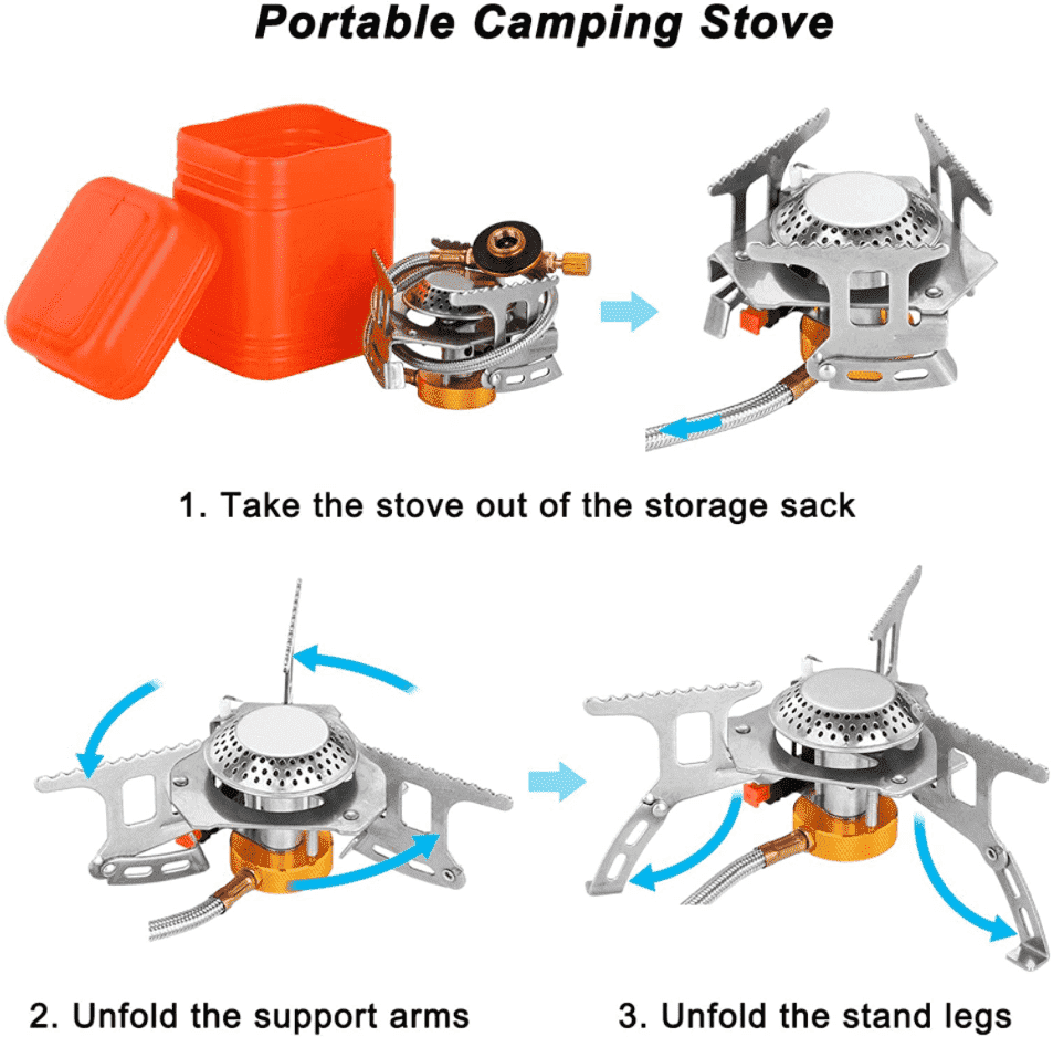 Kompakter Gaskocher in Aktion beim Outdoor-Kochen, ideal für Camper und Wanderer.
