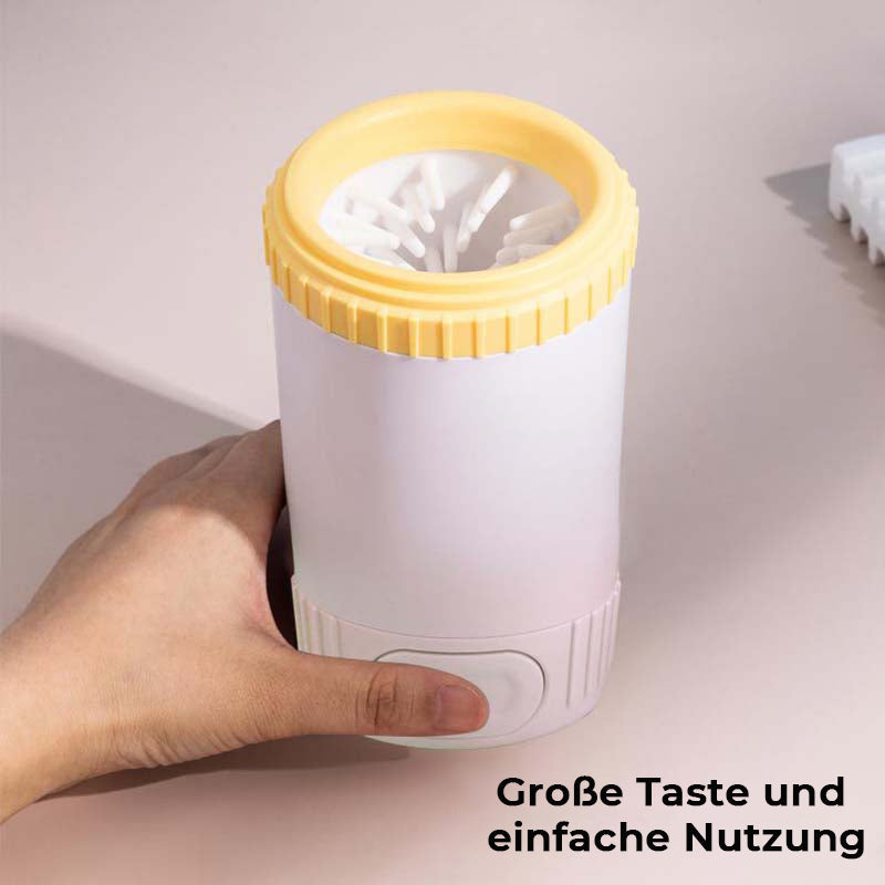 Hundehygiene leicht gemacht: Tragbarer Pfotenreiniger für alle Hundegrößen geeignet.