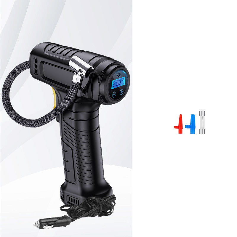 Kabelloser Reifendruck-Kompressor mit integriertem LED-Licht für einfaches Pumpen bei Nacht.