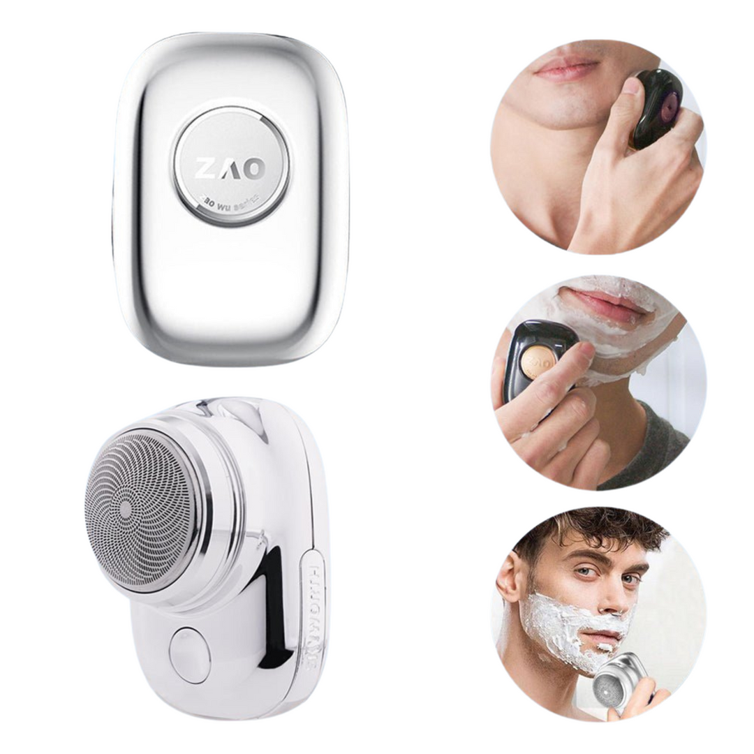 Tragbarer Mini Elektrorasierer für Herren, USB-ladbar, wasserdicht & kompakt für die Bartpflege unterwegs.