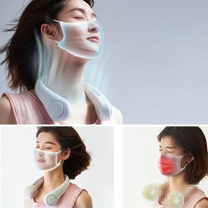 Leichter USB-C Nackenventilator, bietet leise Erfrischung unterwegs.