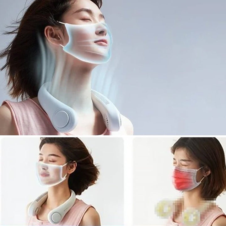 Leichter USB-C Nackenventilator, bietet leise Erfrischung unterwegs.