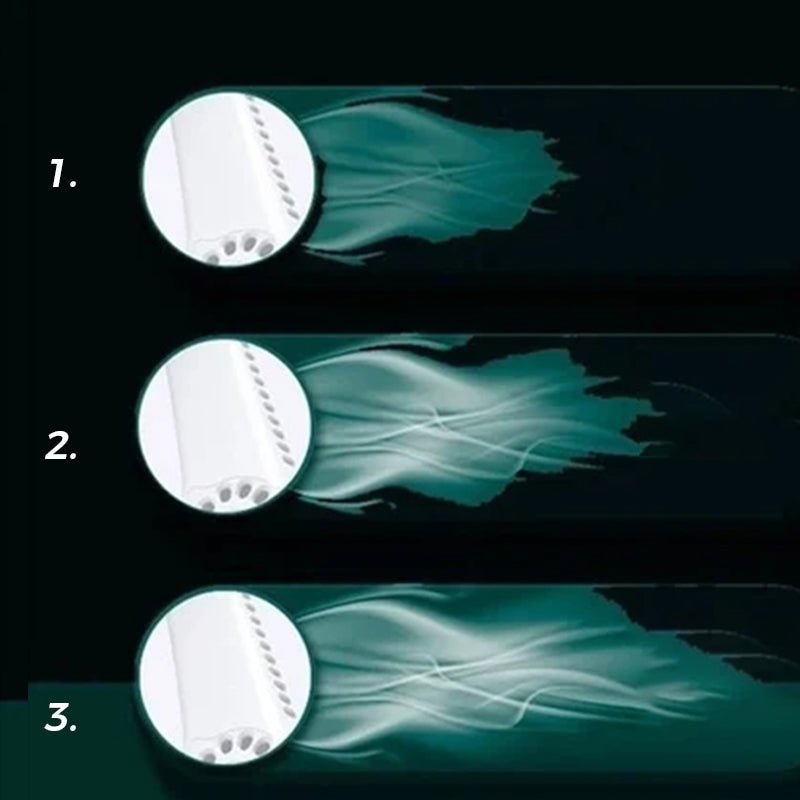 Freihändiger Kühlventilator in elegantem Design, ideal für Reisen & Freizeit.