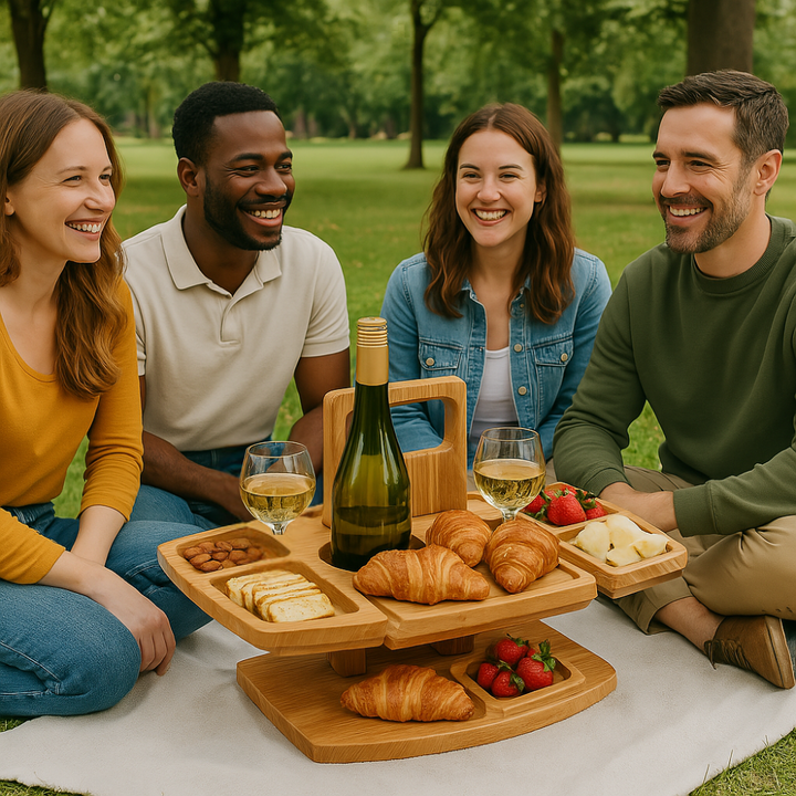 Kompakter Klapp-Weintisch für Garten & Balkon. Ideal für gesellige Runden im Grünen oder auf der Terrasse.