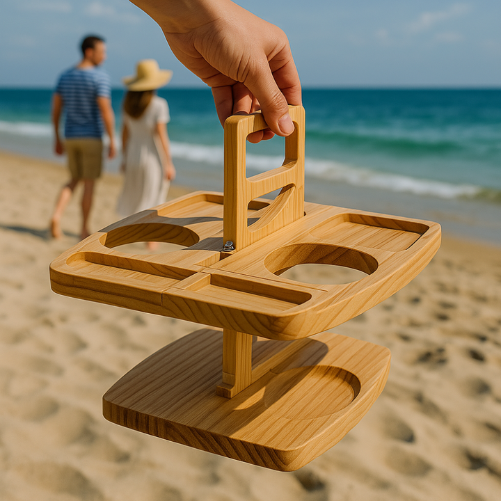 Geschenkidee für Weinliebhaber: Eleganter, tragbarer Picknick-Weintisch. Genießen Sie Wein stilvoll im Freien.