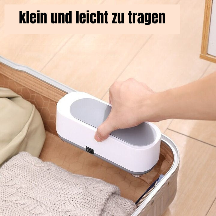 Modernes Design des Ultraschallreinigers für die tägliche Tiefenreinigung von Schmuck und Brillen daheim.