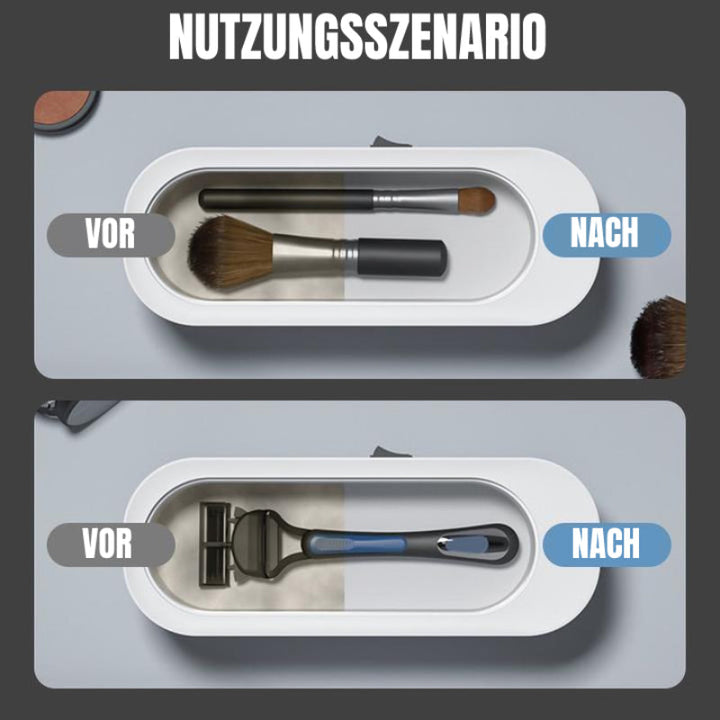 Der tragbare Ultraschallreiniger sorgt für hygienische Sauberkeit von Schmuck und Brillen; einfach nutzen.