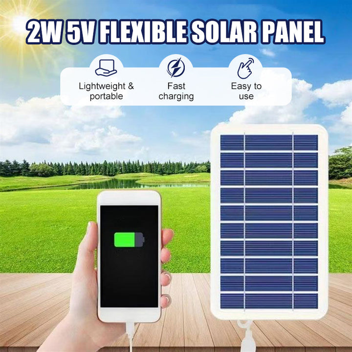 Kompaktes Solarpanel für Camping & Outdoor-Abenteuer. Lädt Smartphones & kleine Geräte zuverlässig mit 2W.