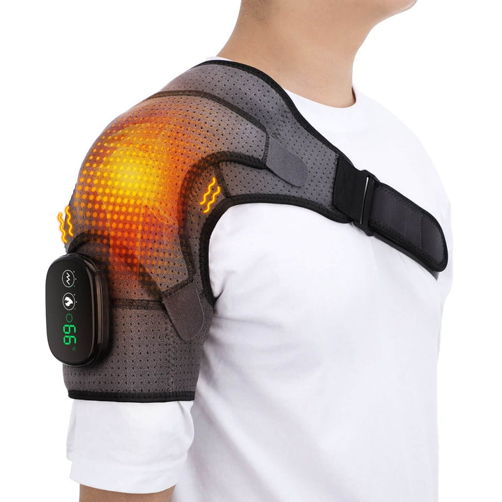 Tragbares Schultermassagegerät ThermoFlex Pro mit Wärmetherapie für Nacken- und Schulter-Schmerzlinderung.