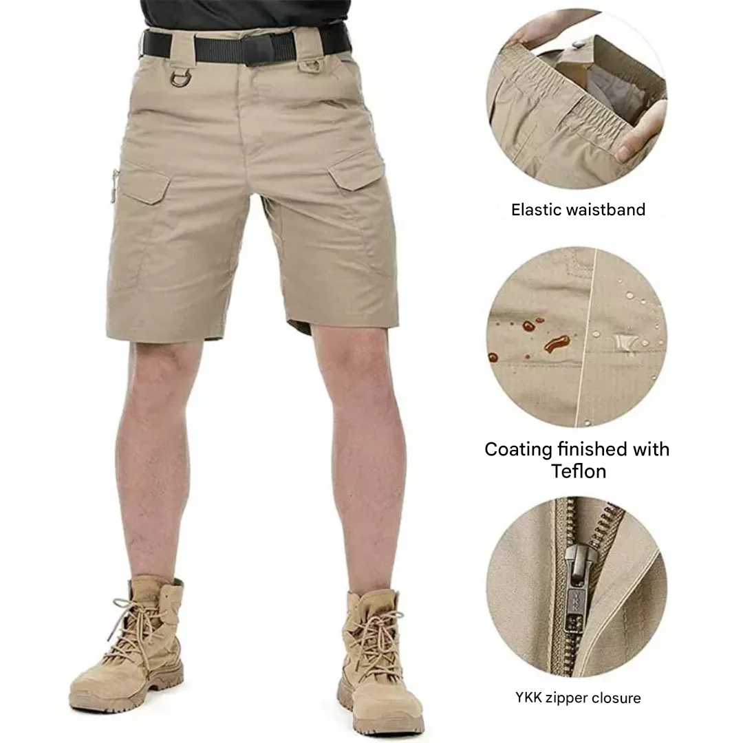 Atmungsaktive, elastische Herren Cargo Shorts mit 6 sicheren Reißverschlusstaschen für Outdoor.