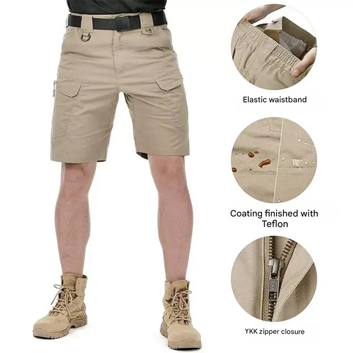 Atmungsaktive, elastische Herren Cargo Shorts mit 6 sicheren Reißverschlusstaschen für Outdoor.