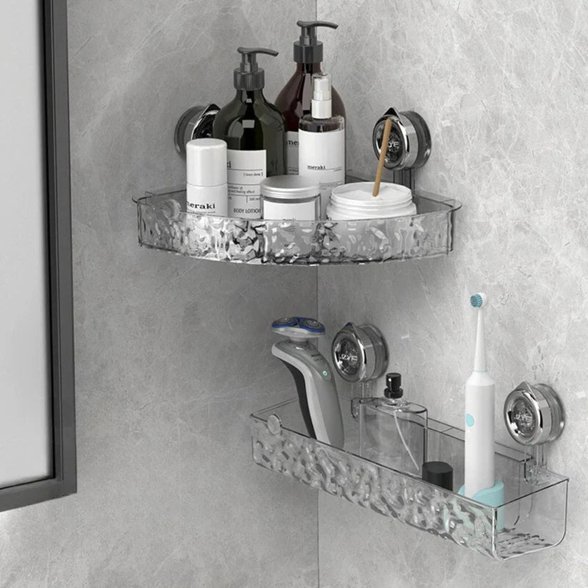 Transparentes Badezimmer Saugnapf Regal zur praktischen Wandaufbewahrung ohne Bohren. Ideal für Dusche & Bad.