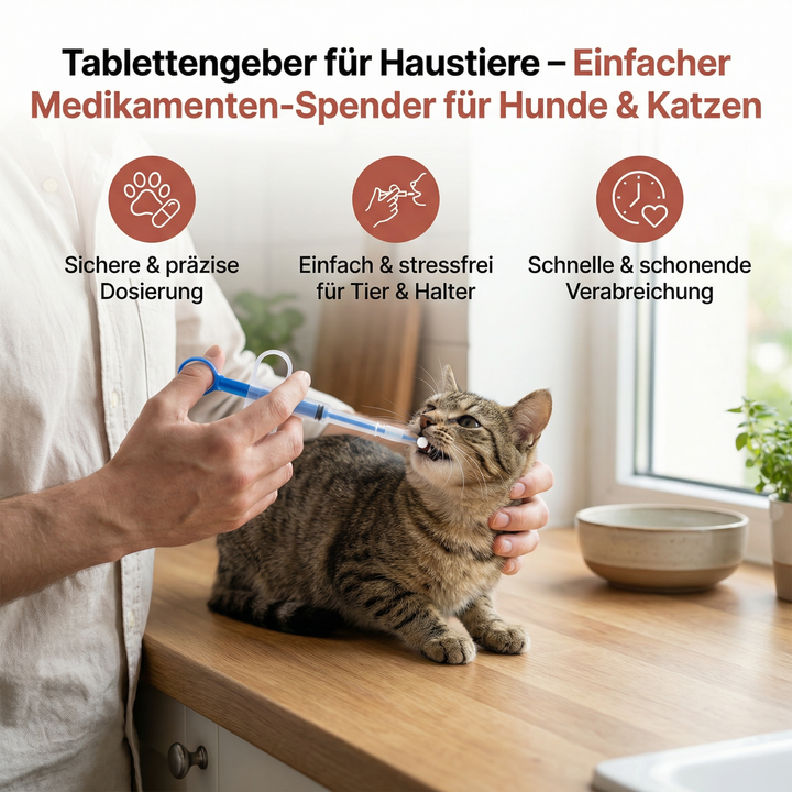 Ergonomischer Tablettengeber für Haustiere: Praktischer Medikamentenspender für leichte Tierpflege bei Hund & Katze.