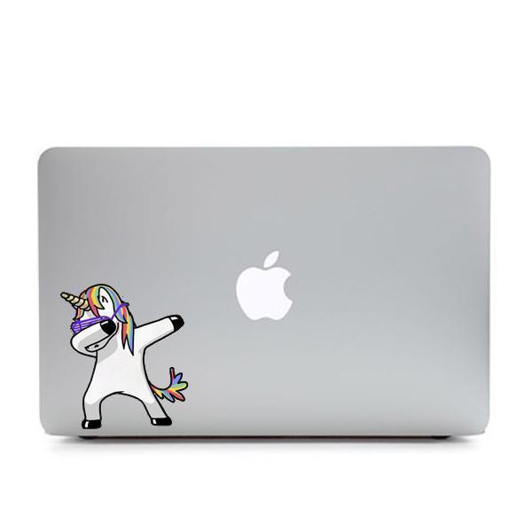 Hochwertiger Einhorn Vinyl Aufkleber (dabbing/sitzend). Ideal als Laptop- oder Autoaufkleber, wasserfest.