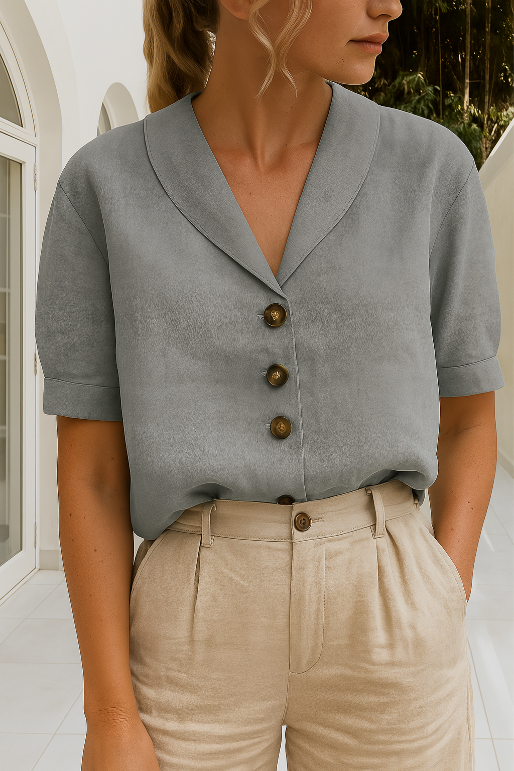 Elegantes Basic Damen T-Shirt, perfekt als Sommer Shirt oder Frühlingsmode.
