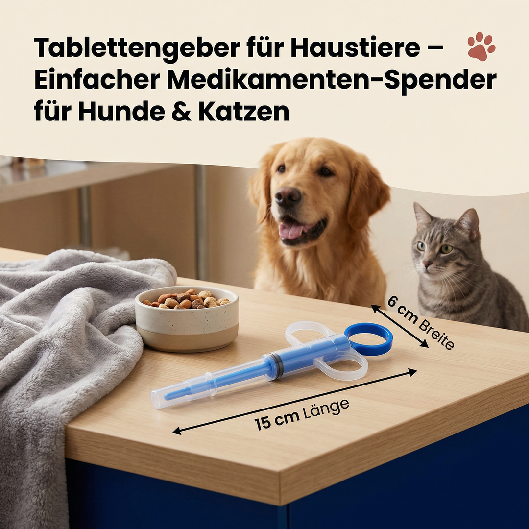 Verpackung des Tablettengebers; zuverlässiger Medikamentenspender für Haustiere, Hund & Katze, zur Tiermedizin.