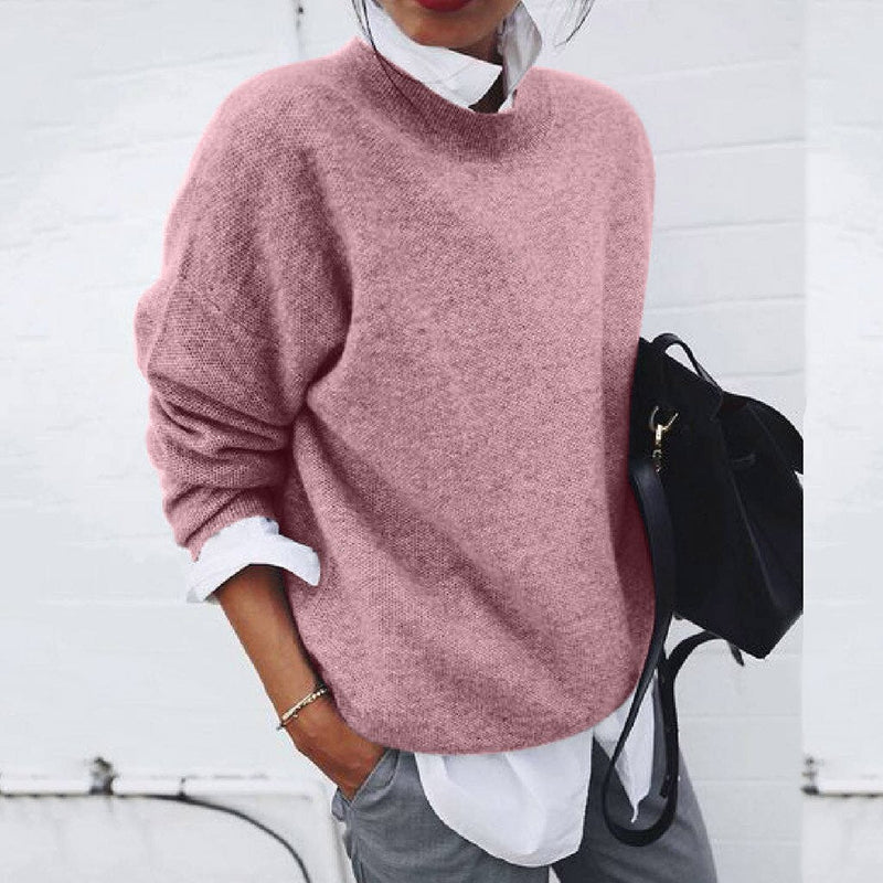 Mehrfarbiger, eleganter Damen Oversize Strickpullover mit langen Ärmeln für einen modernen Freizeit-Look.
