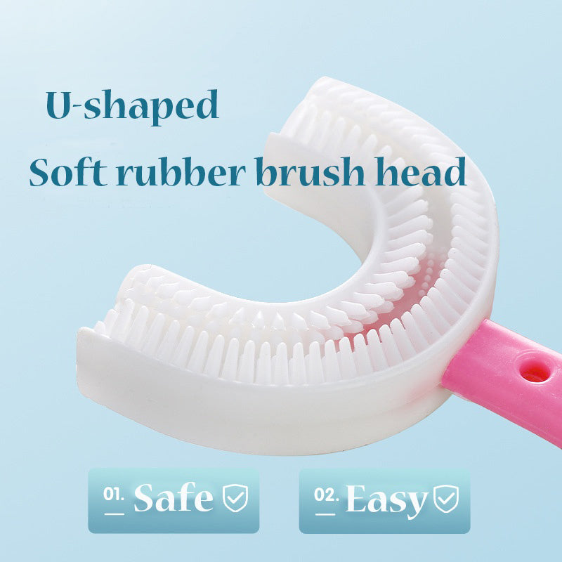 Ergonomische U-Form Kinderzahnbürste für einfache & gründliche Mundhygiene bei Babys & Kindern. Putzen leicht gemacht.