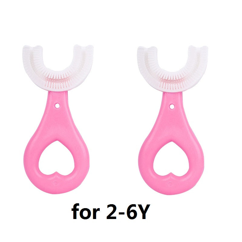 Weiche Borsten U-förmige Kinderzahnbürste für sanftes Putzen empfindlicher Babyzähne. Schonende & effektive Mundhygiene.