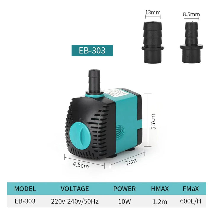 Leise Aquarienpumpe 3W mit Wasserfilter, perfekt für kleine Wassertanks und Aquarien.