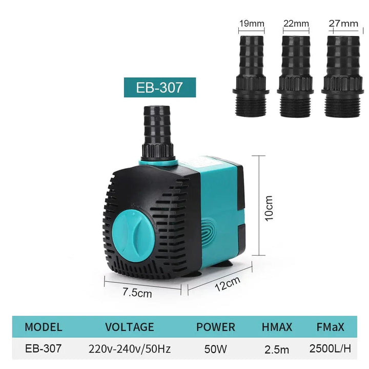 Vielseitige Aquariumpumpe/Teichpumpe 6W mit Filter, ideal für verschiedene Wassertanks.