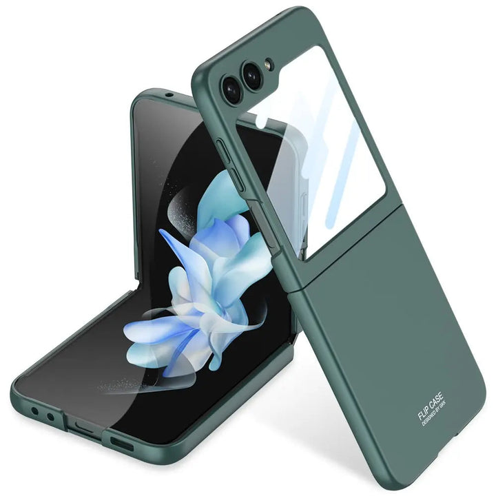 Hochwertiges Z Flip 5 Case, mattiert in Blau, kratzfest und schlankes Design.