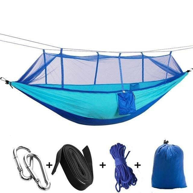 Unisex Doppelhängematte mit Mückennetz, ultraleichtes & robustes Campingzubehör für Outdoor-Fans.