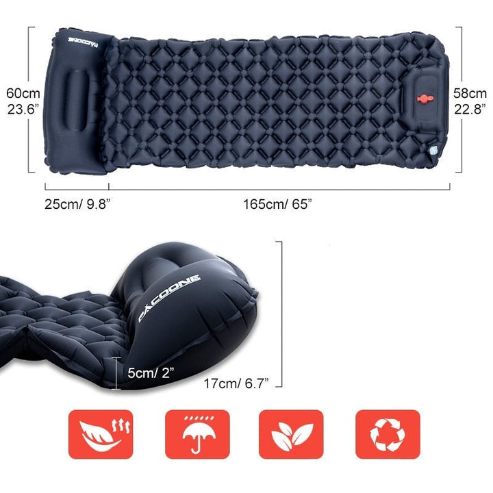 Kompakte, ultraleichte Luftmatratze für Camping & Outdoor, wasserdicht & schnell aufblasbar.