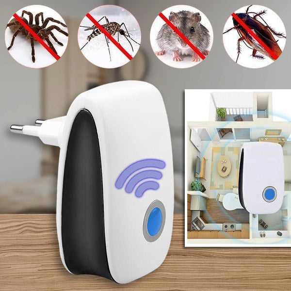 Ultraschall-Schädlingsvertreiber als Stecker für schädlingsfreies Zuhause. Giftfrei und tierfreundlich gegen Mücken.