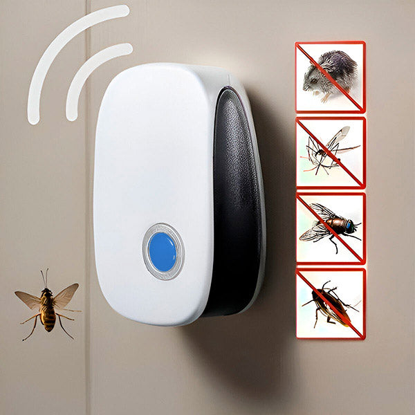 Giftfreier Ultraschall-Steckschädlingsvertreiber, ideal für Familien & Haustiere. Leiser Insektenschutz.