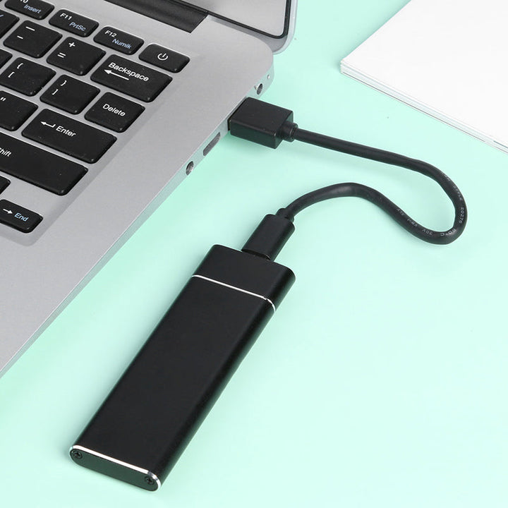 Ultraschnelle externe Festplatte (SSD) mit USB-C für zuverlässigen mobilen Datenspeicher und Speichererweiterung.