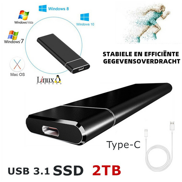 Schnelle externe SSD mit USB-C für digitale Daten. Zuverlässiger mobiler Datenspeicher und Speichererweiterung.